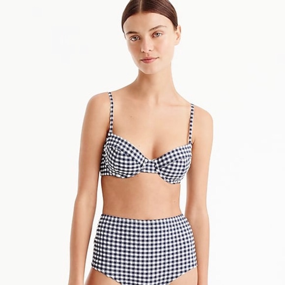 COPY - J. crew navy and white gingham underwire s… - Picture 2 of 6